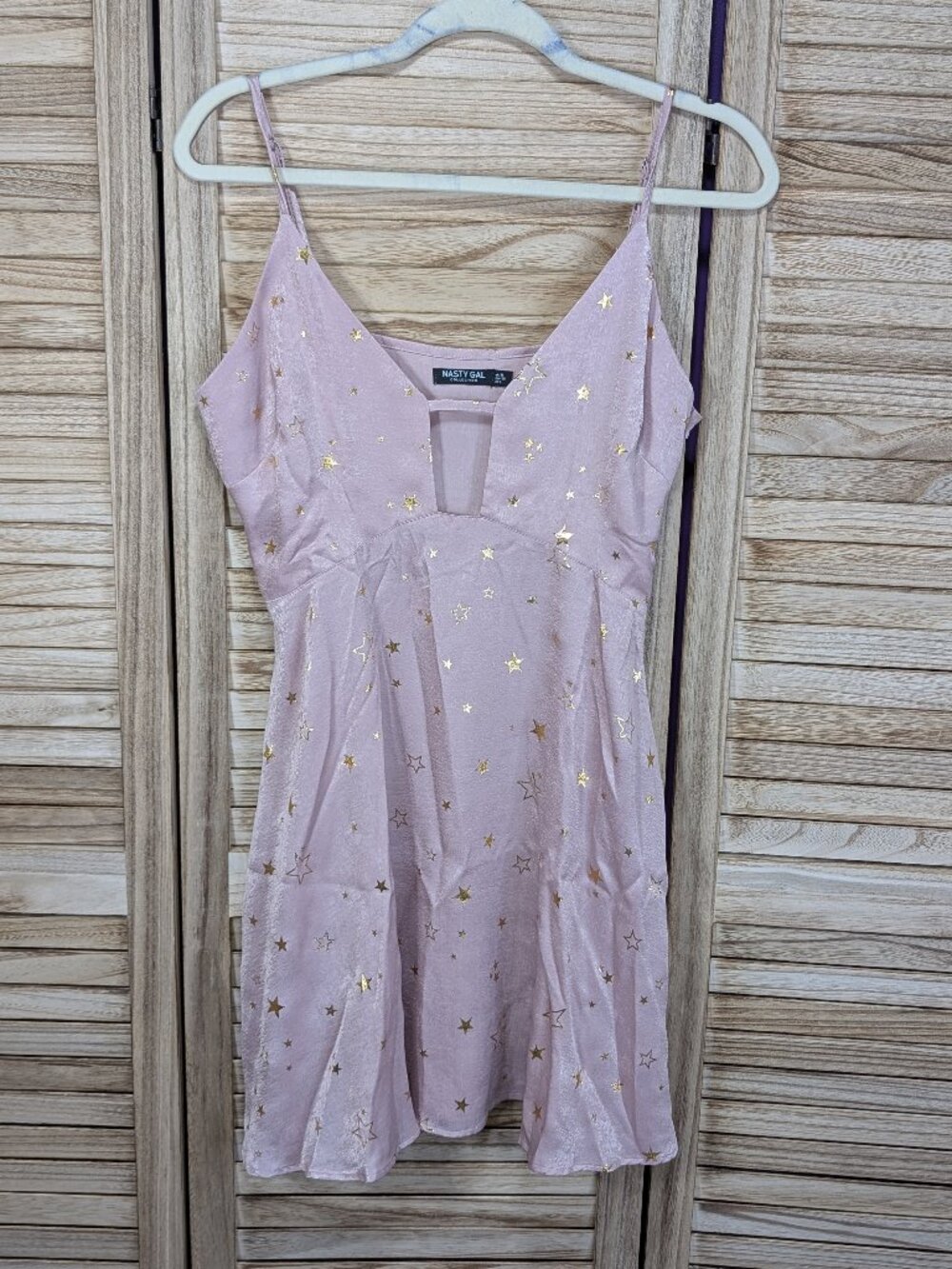 Nasty Gal Blush Pink Star Foil Slip Dress size 6